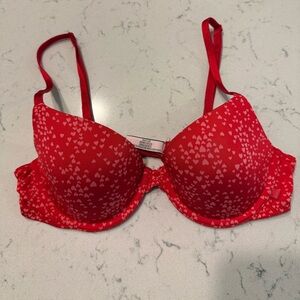 Pink by Victoria Secret Red Heart Print T-Shirt Bra - Women Intimates bra 34B